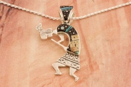 Calvin Begay Starry Night in the Pueblo Sterling Silver Kokopelli Pendant